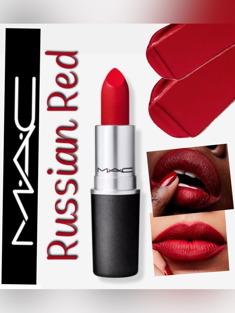 Mac Cosmetics Matte Lipstick Russian Red Brand New in Box Authentic Full Size